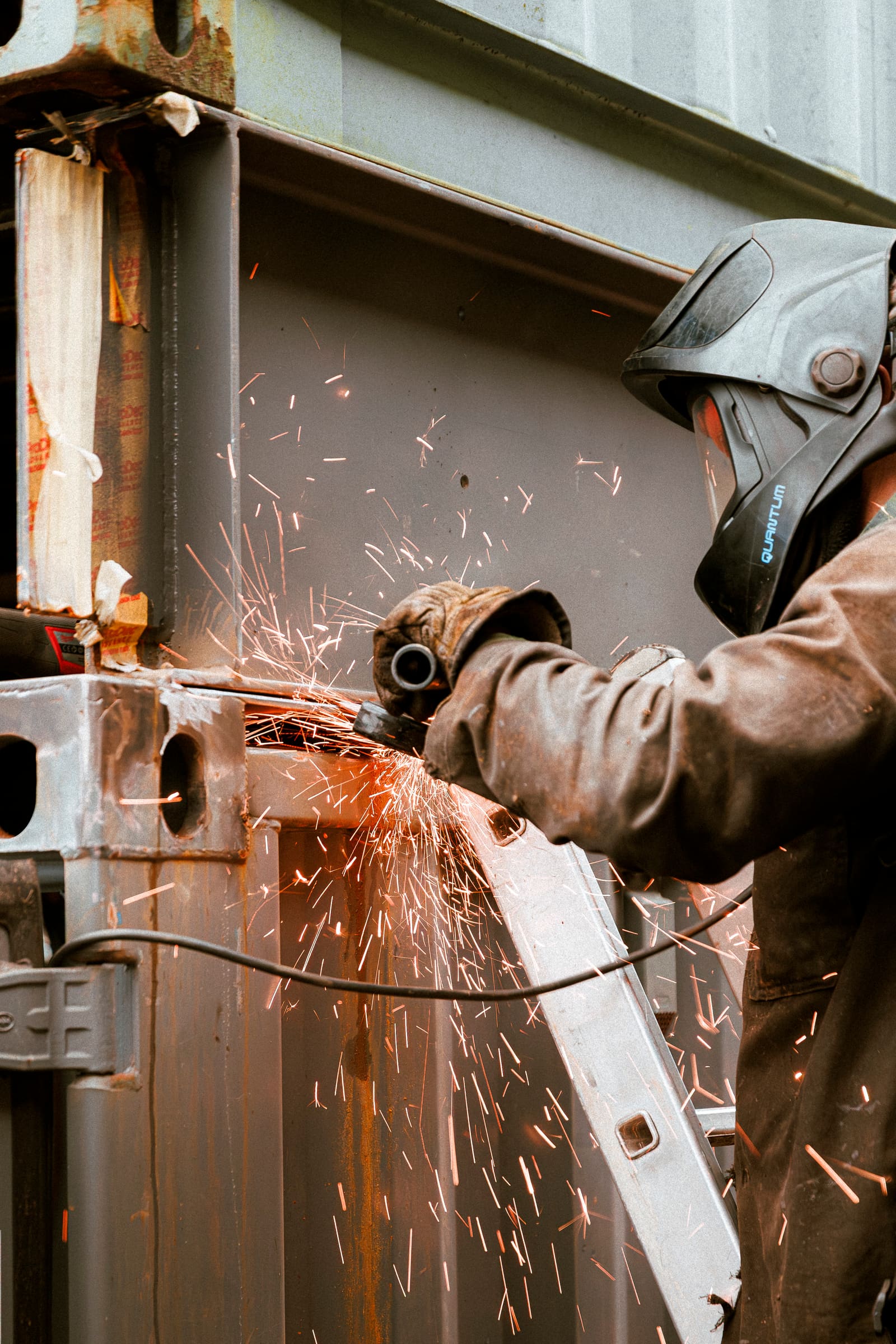 Sparks during the build of the Ground Force venue in Bristol.